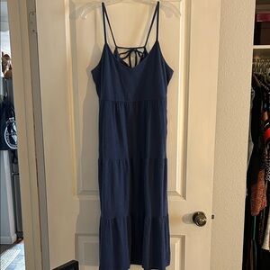 Old Navy Navy Blue Tiered Spaghetti Strap Maxi Dress